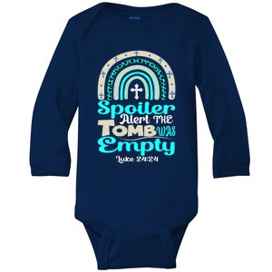 Happy Easter Rainbow Leopard Spoiler Alert Tomb Was Empty Funny Gift Baby Long Sleeve Bodysuit