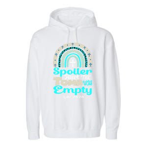 Happy Easter Rainbow Leopard Spoiler Alert Tomb Was Empty Funny Gift Garment-Dyed Fleece Hoodie