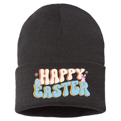 Happy Easter Retro Vintage Sustainable Knit Beanie