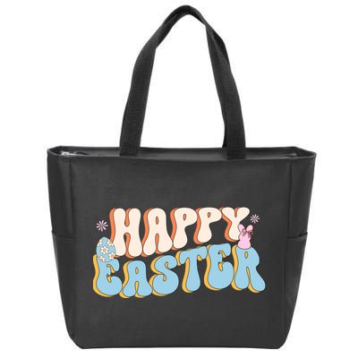 Happy Easter Retro Vintage Zip Tote Bag