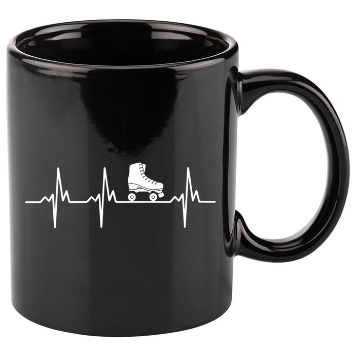 Heartbeat Ecg Roller Skates Roller Skating Inline Skating Gift 11oz C Handle Ceramic Mug