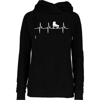 Heartbeat Ecg Roller Skates Roller Skating Inline Skating Gift Womens Funnel Neck Pullover Hood