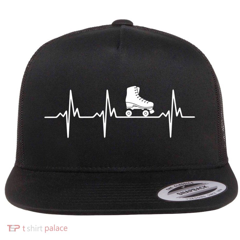 Heartbeat Ecg Roller Skates Roller Skating Inline Skating Gift Flatbill Hat