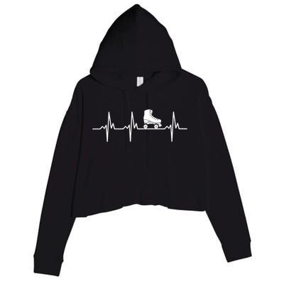 Heartbeat Ecg Roller Skates Roller Skating Inline Skating Gift Crop Fleece Hoodie