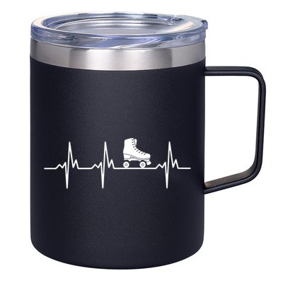 Heartbeat Ecg Roller Skates Roller Skating Inline Skating Gift 12oz Stainless Steel Coffee Mug
