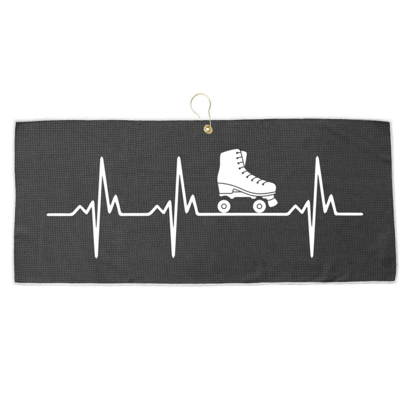 Heartbeat Ecg Roller Skates Roller Skating Inline Skating Gift Large Microfiber Waffle Golf Towel
