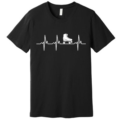 Heartbeat Ecg Roller Skates Roller Skating Inline Skating Gift Premium T-Shirt