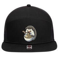 Hedgehog Eating Ramen Japanese Noodles Soup 7 Panel Mesh Trucker Snapback Hat