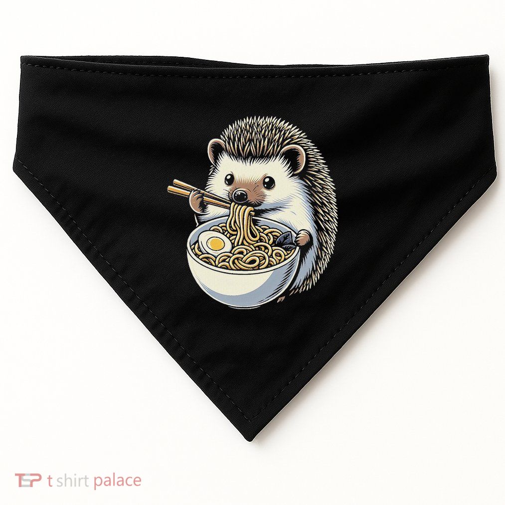 Hedgehog Eating Ramen Japanese Noodles Soup USA-Made Doggie Bandana