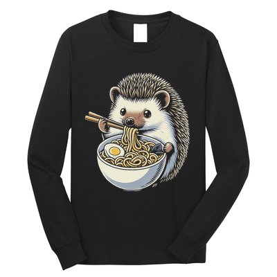 Hedgehog Eating Ramen Japanese Noodles Soup Long Sleeve Shirt