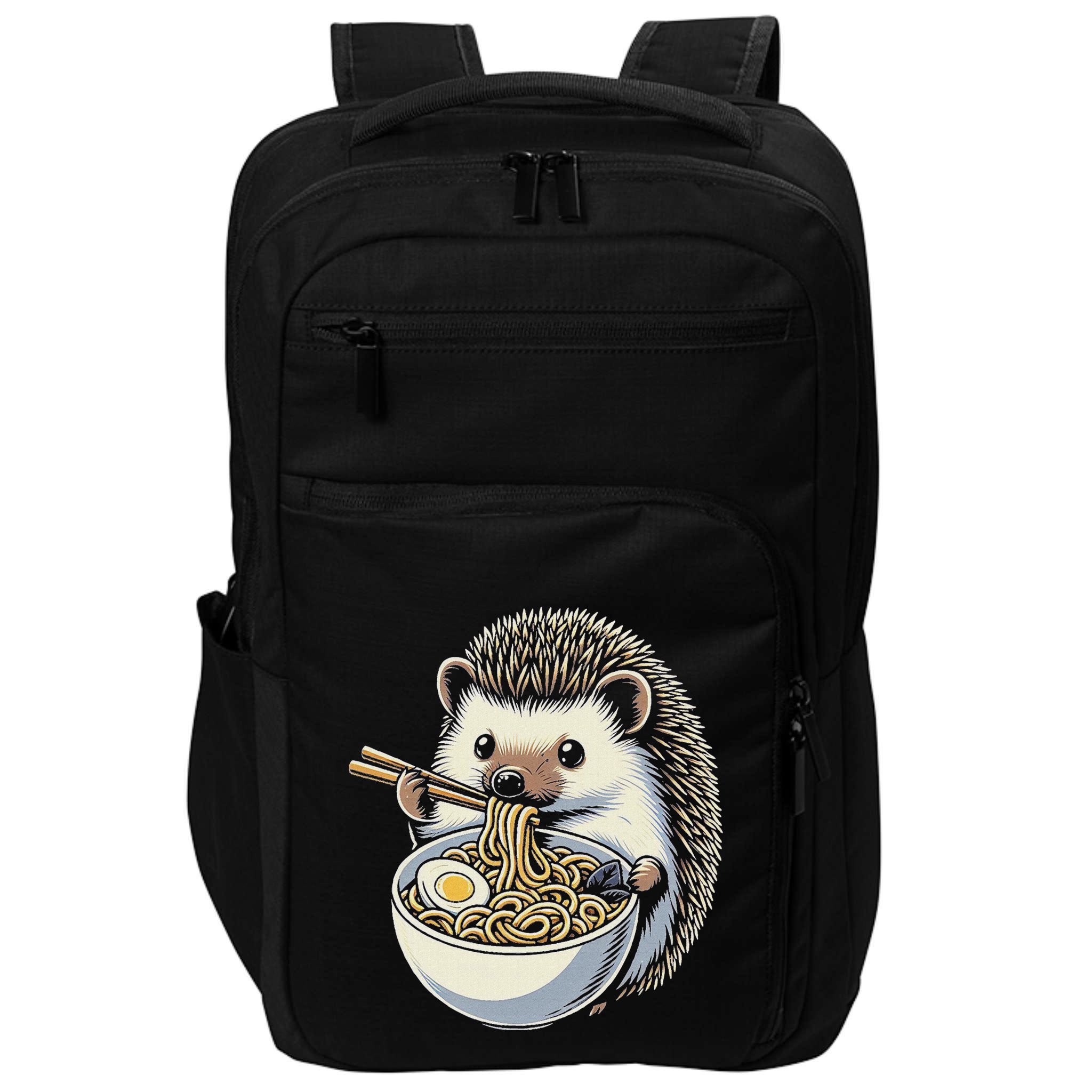 Hedgehog Eating Ramen Japanese Noodles Soup Impact Tech Backpack