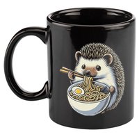 Hedgehog Eating Ramen Japanese Noodles Soup 11oz C Handle Ceramic Mug