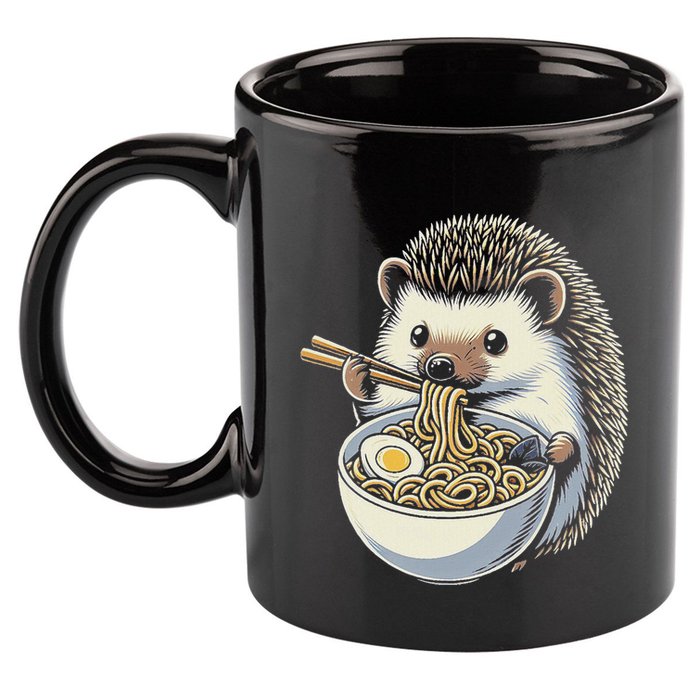 Hedgehog Eating Ramen Japanese Noodles Soup 11oz C Handle Ceramic Mug