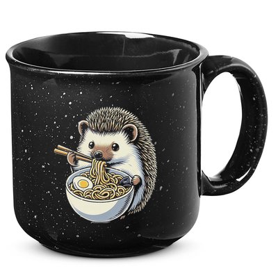 Hedgehog Eating Ramen Japanese Noodles Soup 15oz Campfire Ceramic Mug