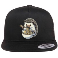 Hedgehog Eating Ramen Japanese Noodles Soup Flat Bill Trucker Hat