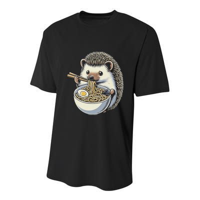 Hedgehog Eating Ramen Japanese Noodles Soup Youth Performance Sprint T-Shirt