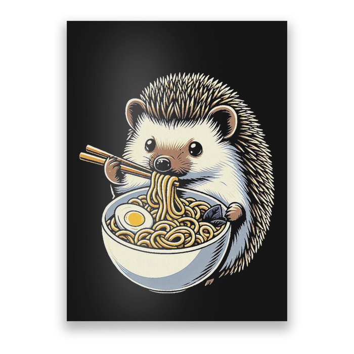 Hedgehog Eating Ramen Japanese Noodles Soup Poster