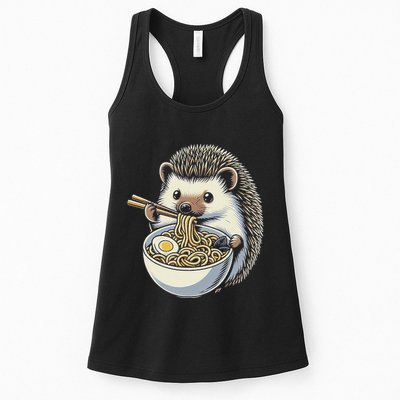 Hedgehog Eating Ramen Japanese Noodles Soup Womens Tank Top