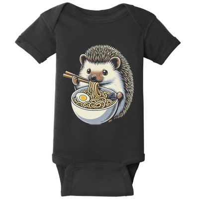 Hedgehog Eating Ramen Japanese Noodles Soup Baby Bodysuit