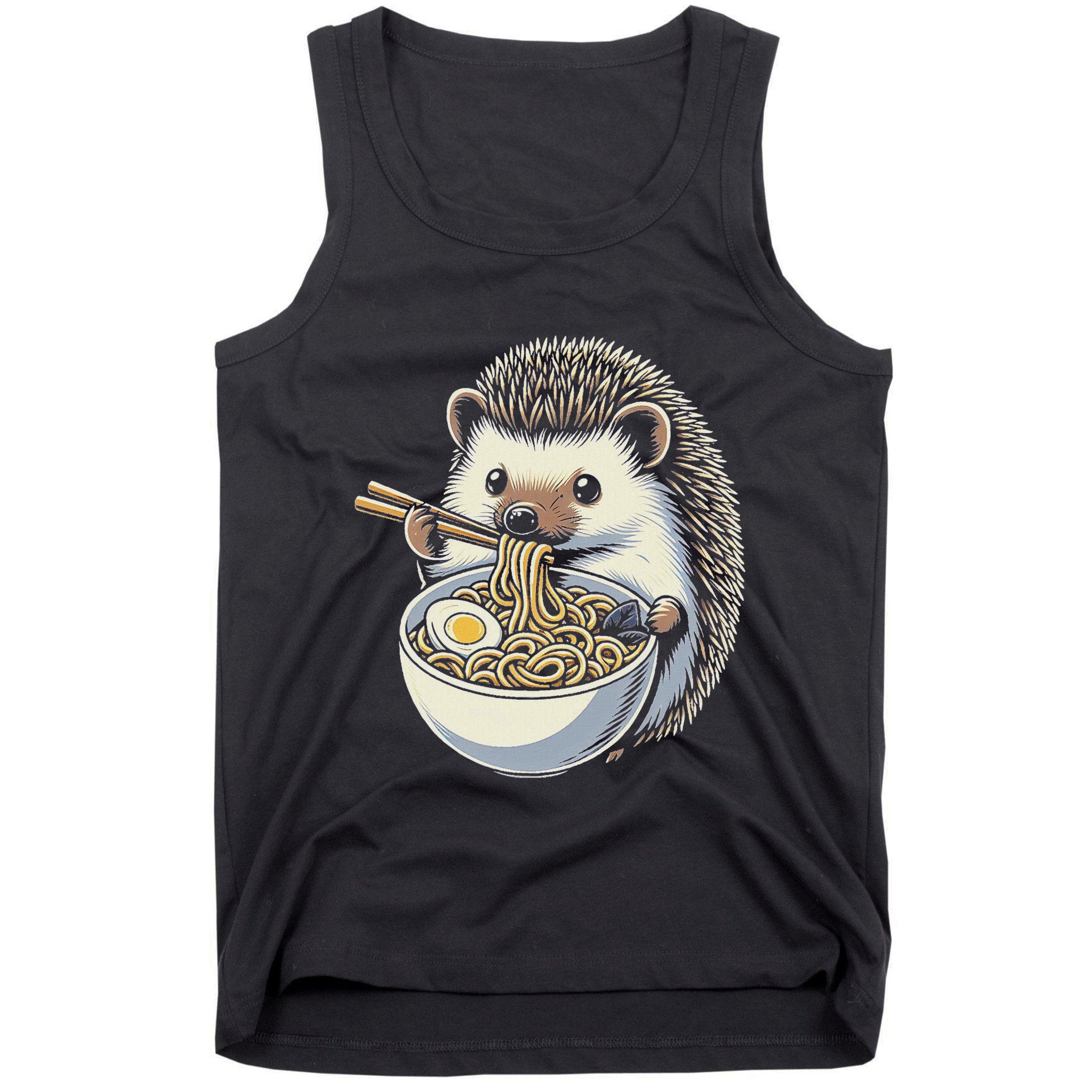 Hedgehog Eating Ramen Japanese Noodles Soup Tank Top