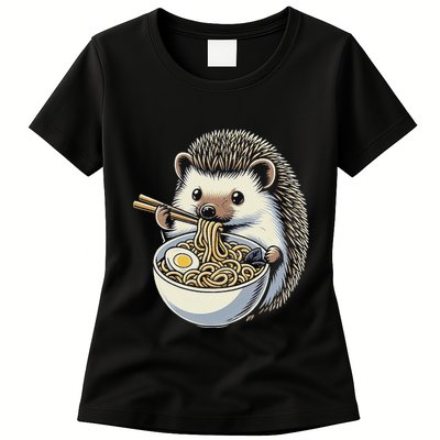 Hedgehog Eating Ramen Japanese Noodles Soup Womens T-Shirt