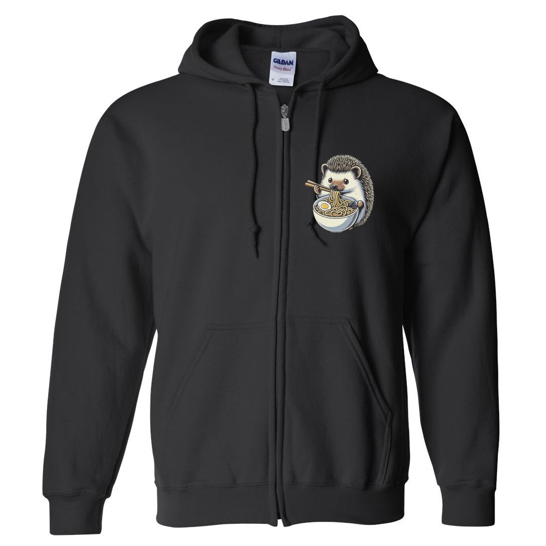 Hedgehog Eating Ramen Japanese Noodles Soup Full Zip Hoodie