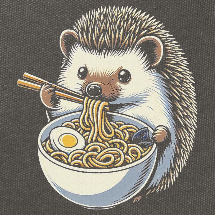 Hedgehog Eating Ramen Japanese Noodles Soup Cotton Canvas Backpack