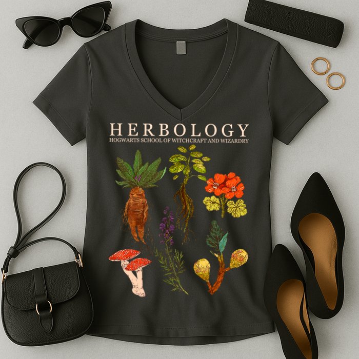 Herbology Hogwarts School of Witchcraft And Wizardry Women's V-Neck T-Shirt