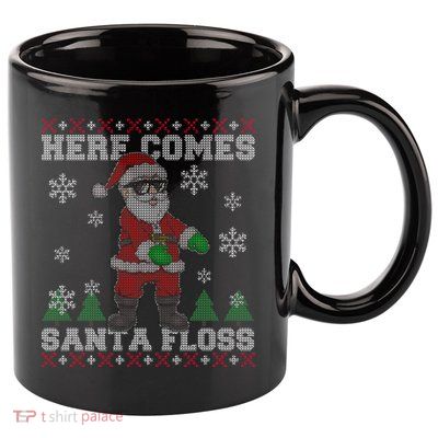 Here Comes Santa Floss Cool Ugly Christmas 11oz C Handle Ceramic Mug
