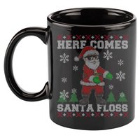 Here Comes Santa Floss Cool Ugly Christmas 11oz C Handle Ceramic Mug