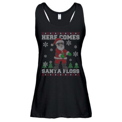 Here Comes Santa Floss Cool Ugly Christmas Ladies Essential Flowy Tank
