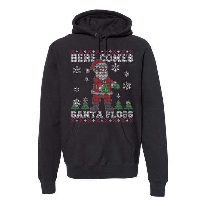 Here Comes Santa Floss Cool Ugly Christmas Premium Hoodie