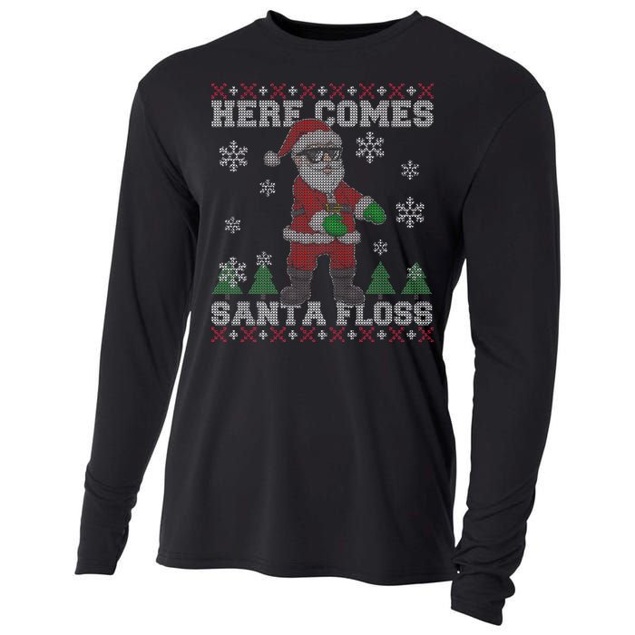 Here Comes Santa Floss Cool Ugly Christmas Cooling Performance Long Sleeve Crew