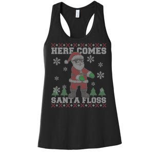 Here Comes Santa Floss Cool Ugly Christmas Women's Racerback Tank