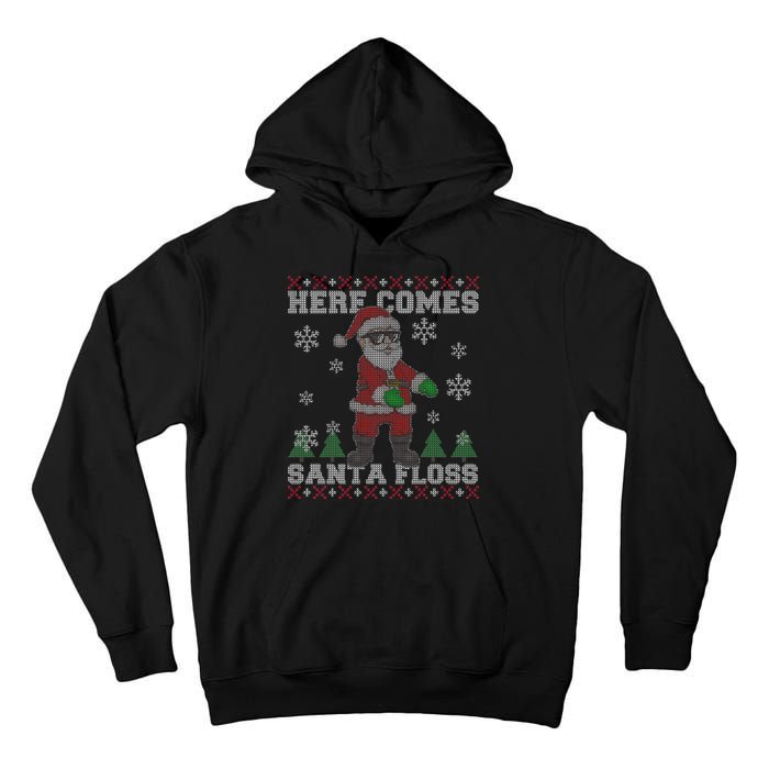 Here Comes Santa Floss Cool Ugly Christmas Tall Hoodie