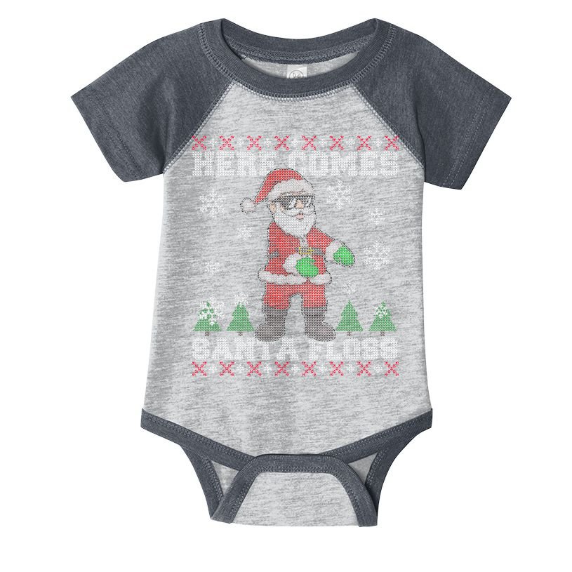 Here Comes Santa Floss Cool Ugly Christmas Infant Baby Jersey Bodysuit
