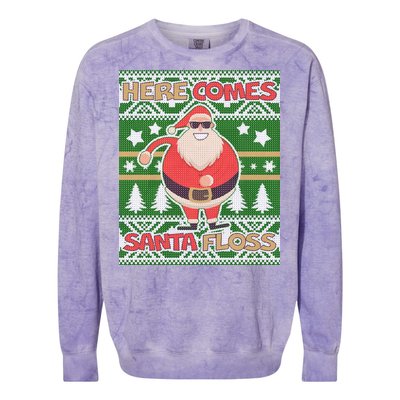 Here Comes Santa Floss Ugly Christmas Sweater Colorblast Crewneck Sweatshirt