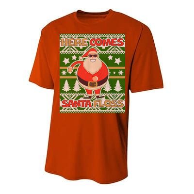 Here Comes Santa Floss Ugly Christmas Sweater Performance Sprint T-Shirt