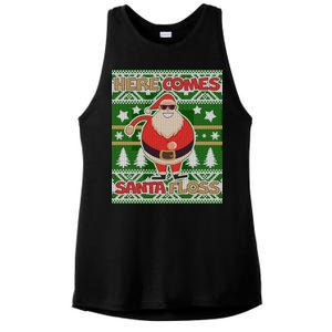 Here Comes Santa Floss Ugly Christmas Sweater Ladies PosiCharge Tri-Blend Wicking Tank