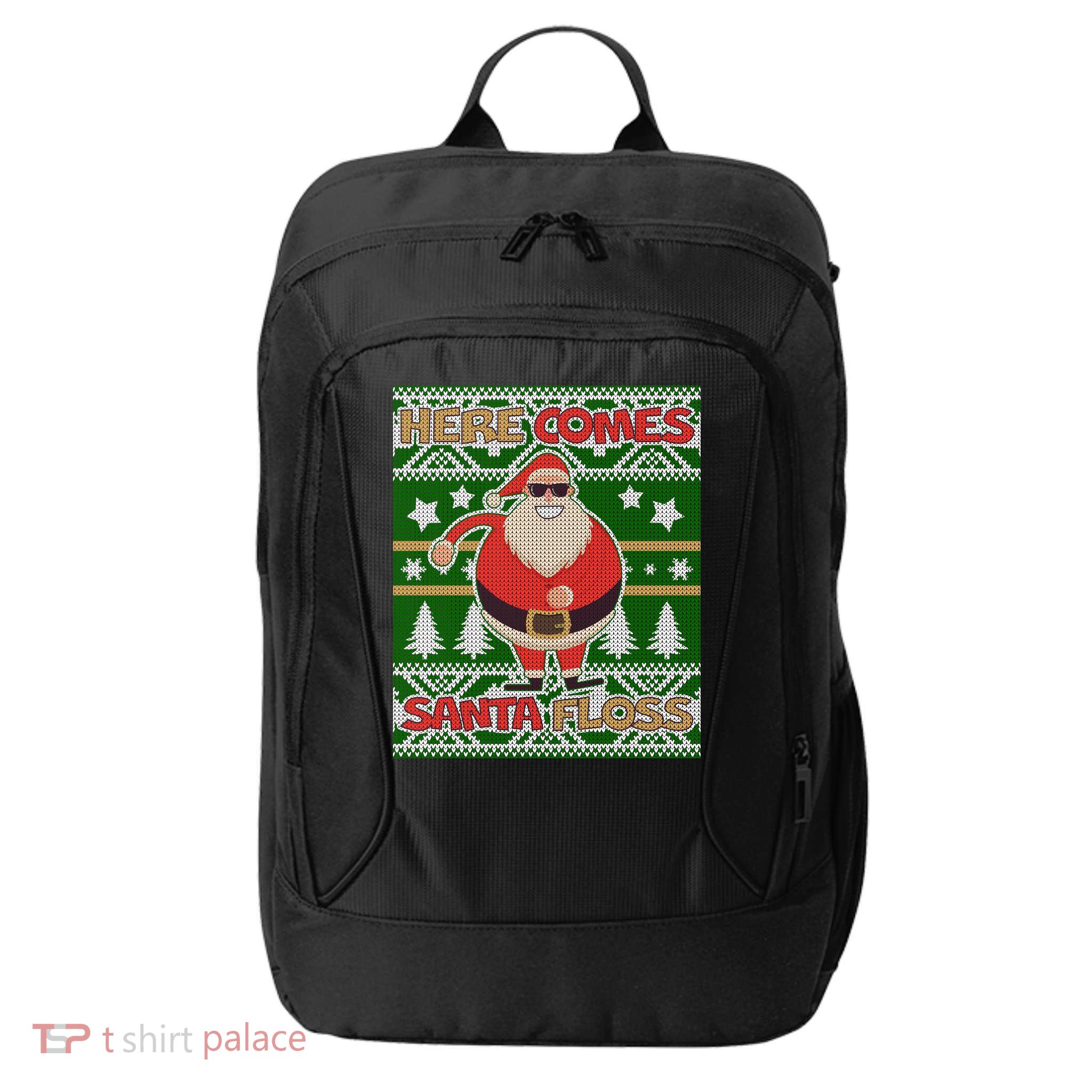 Here Comes Santa Floss Ugly Christmas Sweater City Backpack