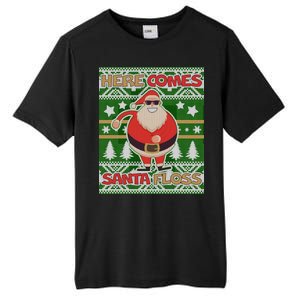 Here Comes Santa Floss Ugly Christmas Sweater Tall Fusion ChromaSoft Performance T-Shirt