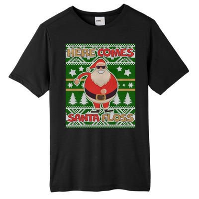 Here Comes Santa Floss Ugly Christmas Sweater Tall Fusion ChromaSoft Performance T-Shirt