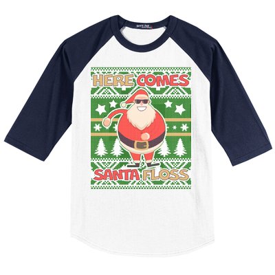 Here Comes Santa Floss Ugly Christmas Sweater Baseball Sleeve Shirt