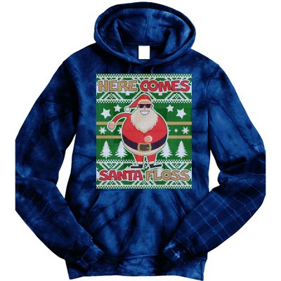 Here Comes Santa Floss Ugly Christmas Sweater Tie Dye Hoodie