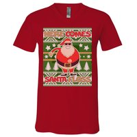 Here Comes Santa Floss Ugly Christmas Sweater V-Neck T-Shirt