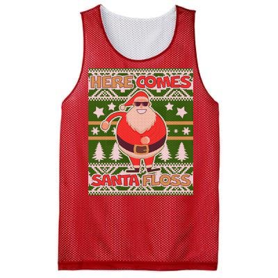 Here Comes Santa Floss Ugly Christmas Sweater Mesh Reversible Basketball Jersey Tank