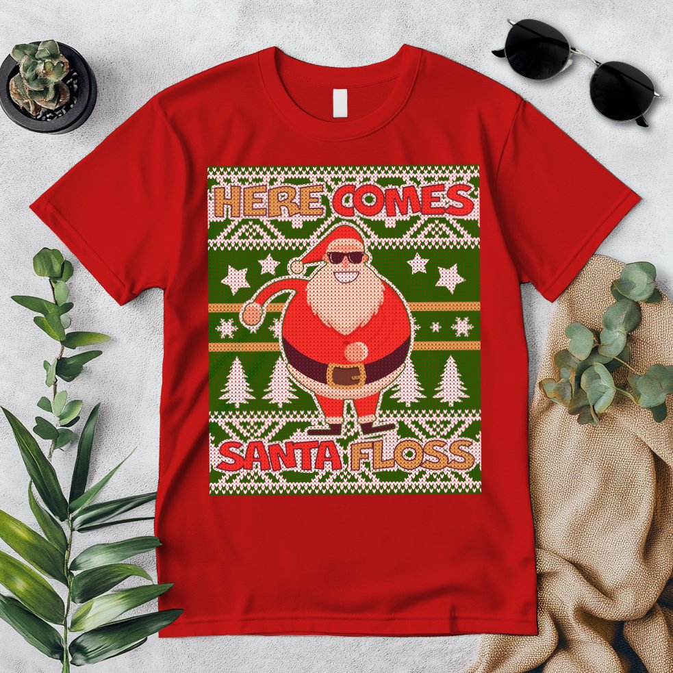 Here Comes Santa Floss Ugly Christmas Sweater Premium T-Shirt