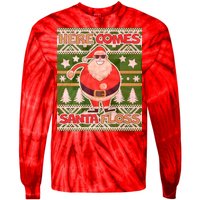 Here Comes Santa Floss Ugly Christmas Sweater Tie-Dye Long Sleeve Shirt