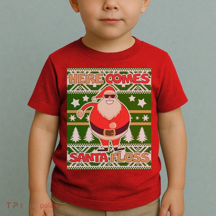 Here Comes Santa Floss Ugly Christmas Sweater Toddler T-Shirt