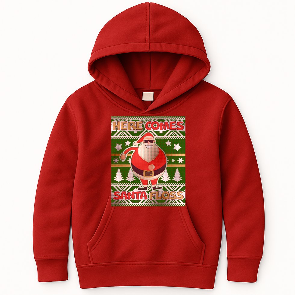 Here Comes Santa Floss Ugly Christmas Sweater Kids Hoodie